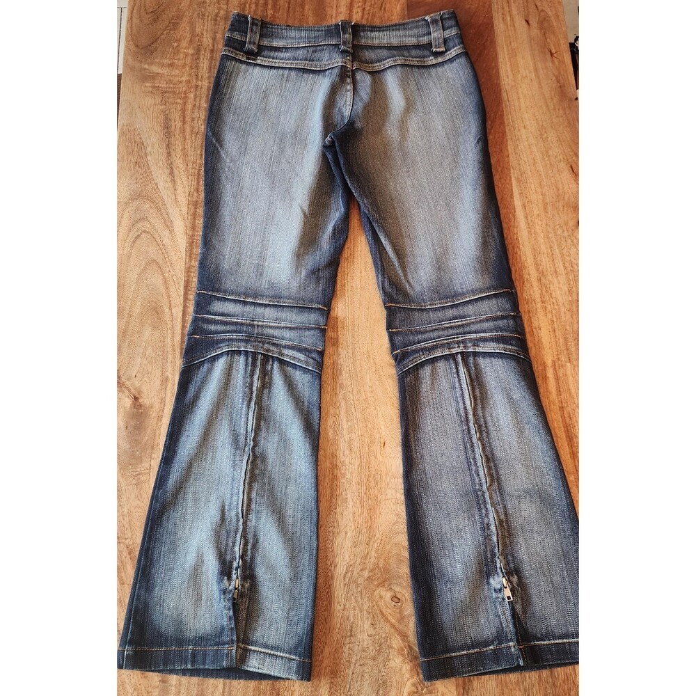 Luxury Blues Y2K Jeans Juniors 7/8 Flare Zip Hem Stretch Denim Pockets Casual - Picture 9 of 15